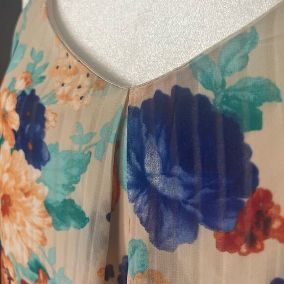 Pink Owl Woman’s Summer Lightweight Spaghetti Strap Floral Cream Dress- Size L - Picture 11 of 12